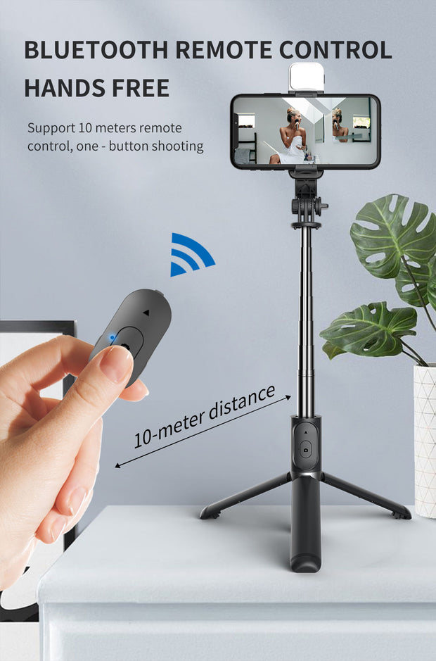 4 in 1 Wireless Tripod Stand Selfie Stick along with LIGHT