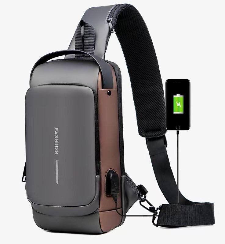 CrossBody Sling Bag Pack: USB Charging Port, Waterproof and Anti-Theft