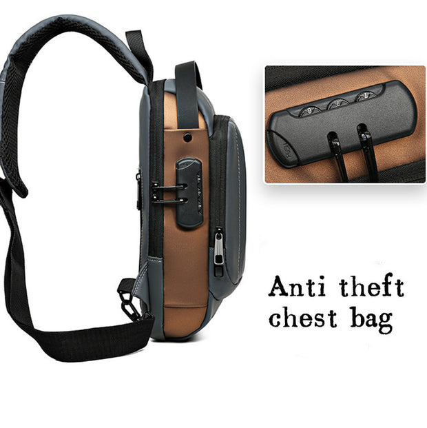 CrossBody Sling Bag Pack: USB Charging Port, Waterproof and Anti-Theft